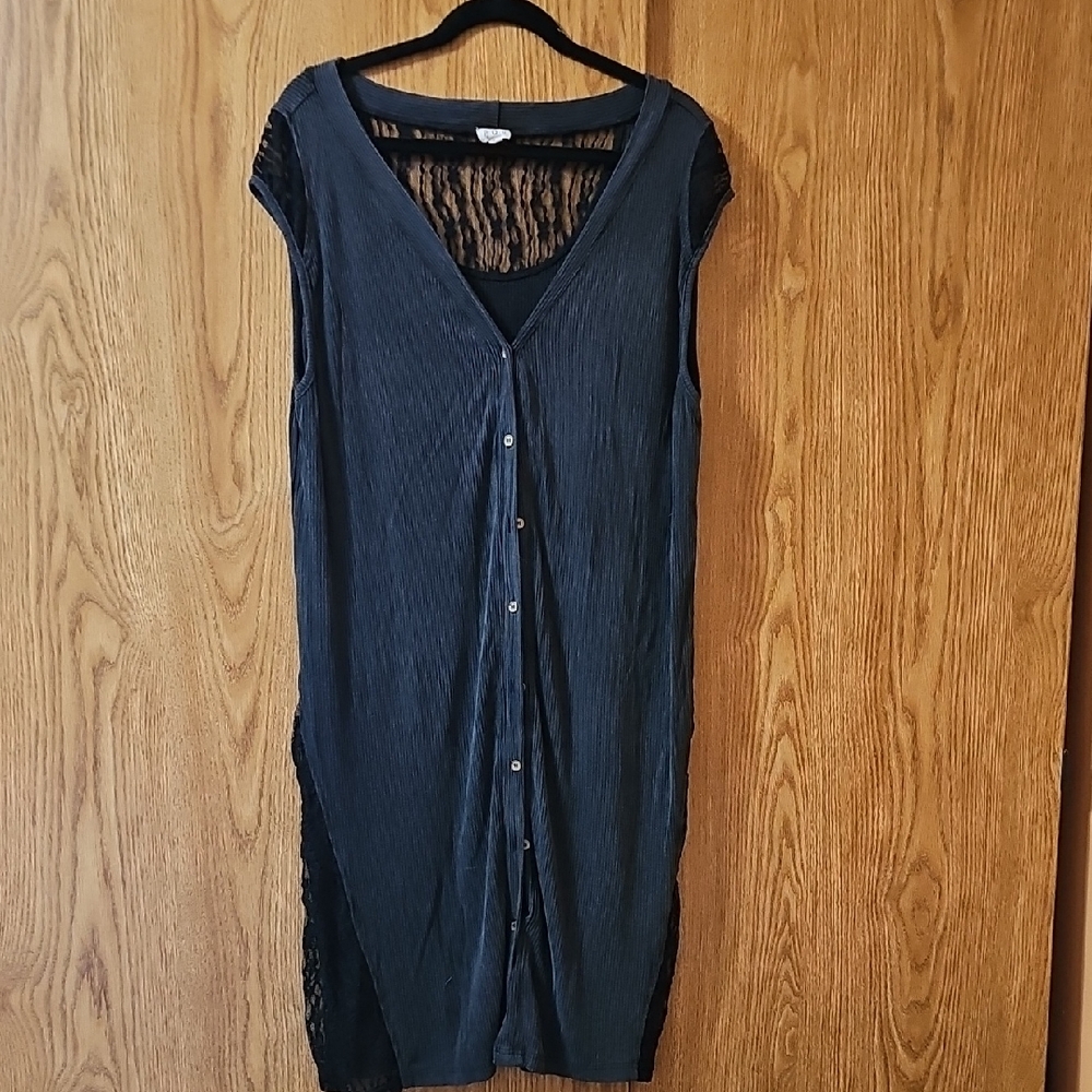 POL Black Midi Dress with Lace Detail NWOT